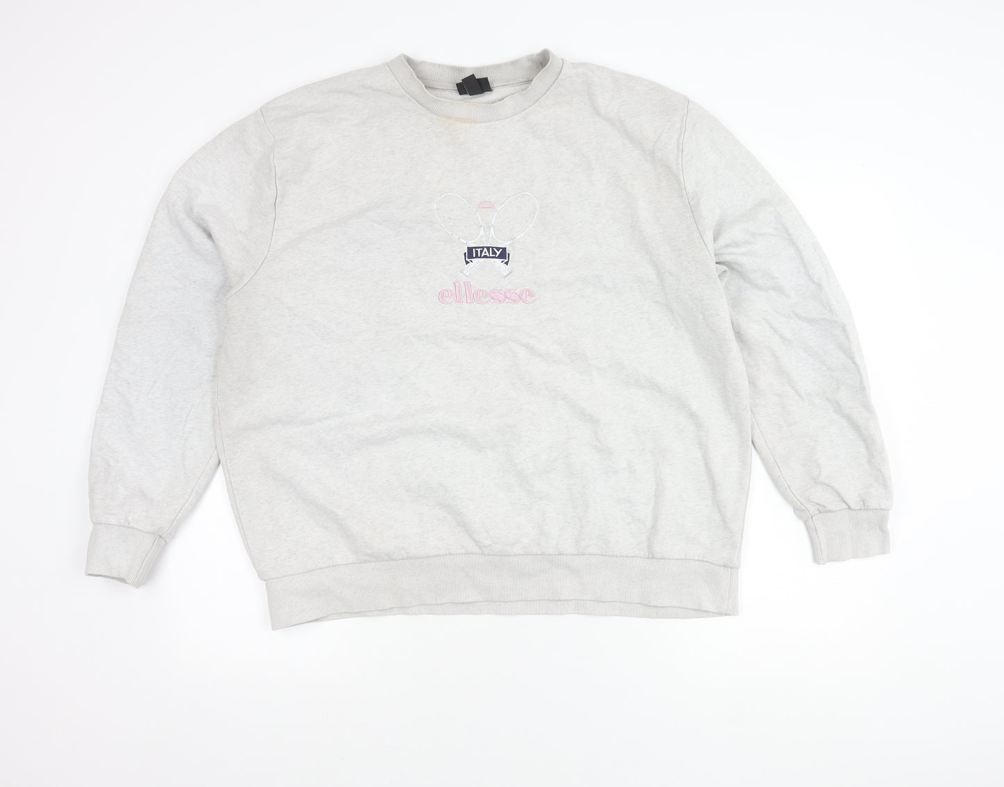 Ellesse Women’s Grey Sweatshirt UK 10 Pullover Crew Neck Cotton Blend