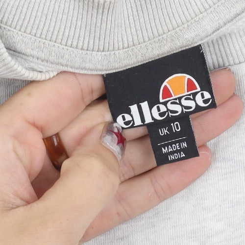 Ellesse Women’s Grey Sweatshirt UK 10 Pullover Crew Neck Cotton Blend