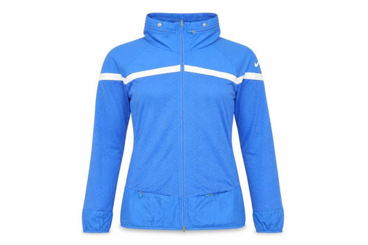 Front view of Nike Men's Blue Small Track Jacket Lightweight Dri-Fit Athletic