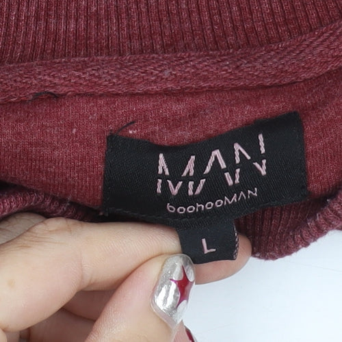 boohooMAN Men’s Red Crew Neck Pullover Sweatshirt Size L