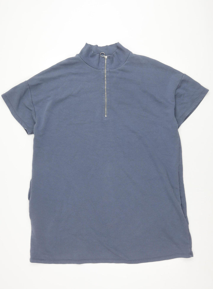 Marks and Spencer Women Blue Size 20 Mock Neck Zip T-Shirt