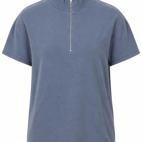 Marks and Spencer Women Blue Size 20 Mock Neck Zip T-Shirt