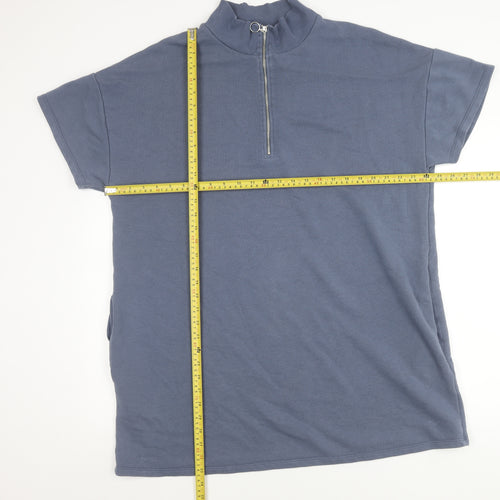 Marks and Spencer Women Blue Size 20 Mock Neck Zip T-Shirt