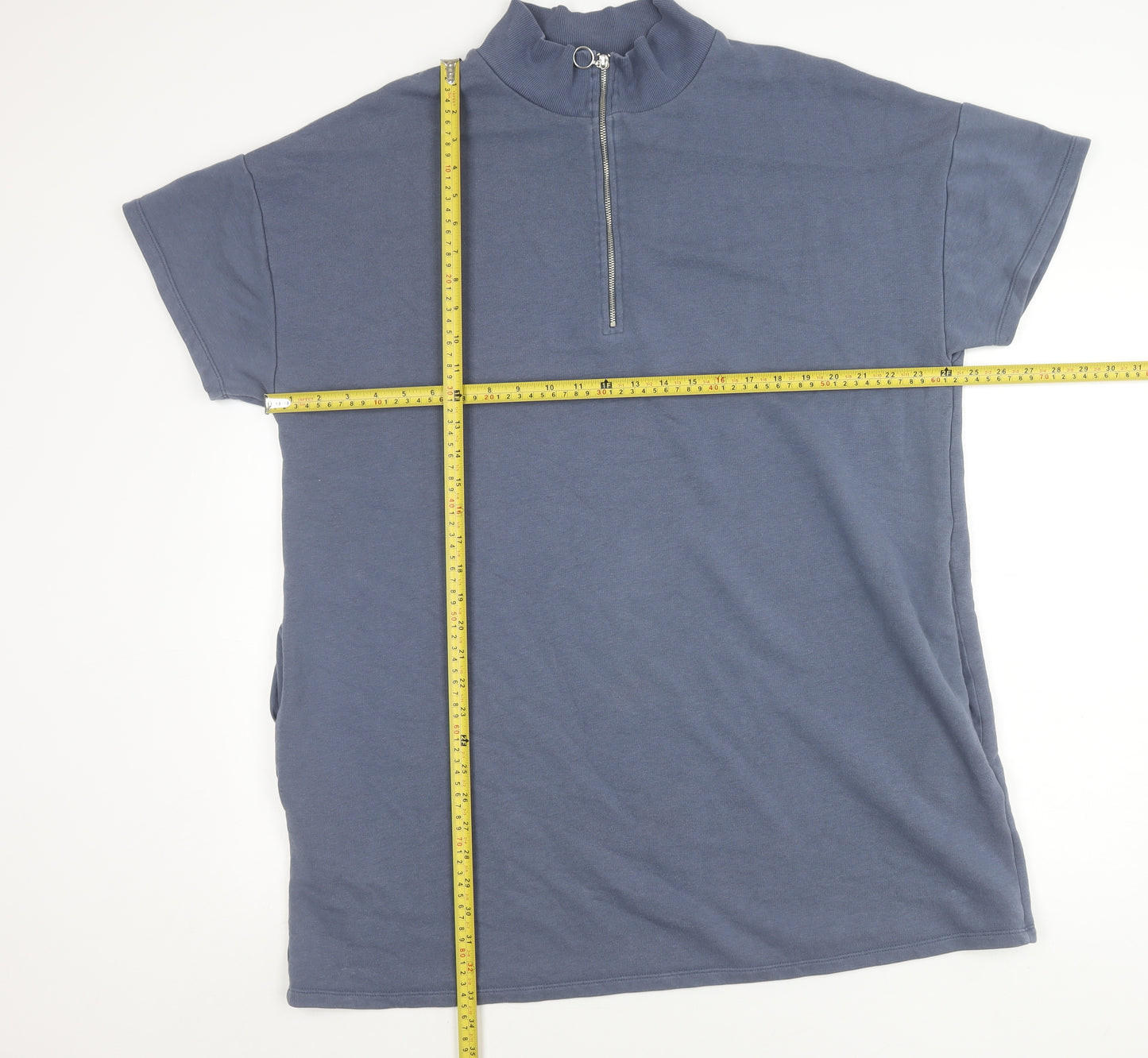 Marks and Spencer Women Blue Size 20 Mock Neck Zip T-Shirt