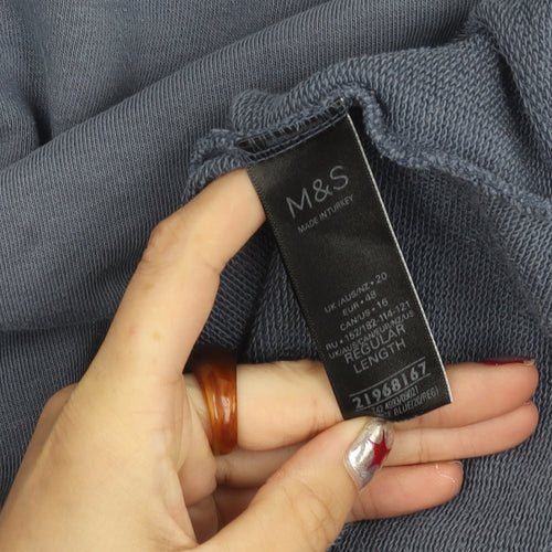 Marks and Spencer Women Blue Size 20 Mock Neck Zip T-Shirt