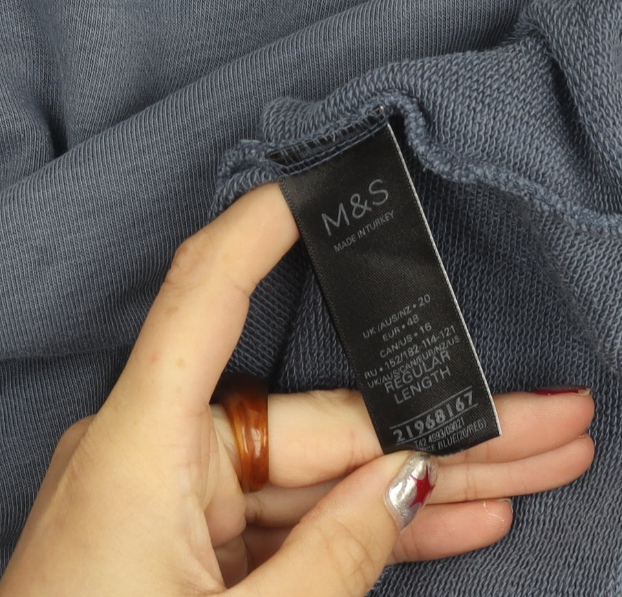 Marks and Spencer Women Blue Size 20 Mock Neck Zip T-Shirt