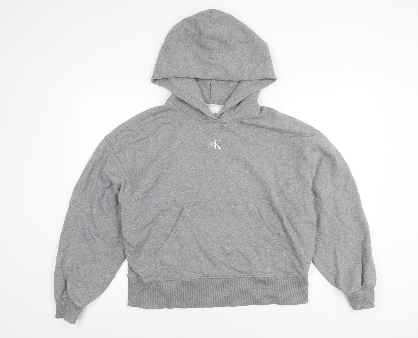 Calvin Klein Jeans Womens Grey Cotton Blend Pullover Hoodie M