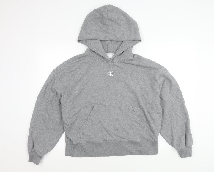 Calvin Klein Jeans Womens Grey Cotton Blend Pullover Hoodie M