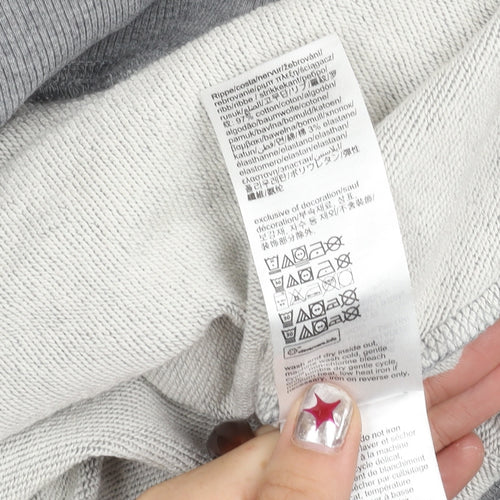 Calvin Klein Jeans Womens Grey Cotton Blend Pullover Hoodie M
