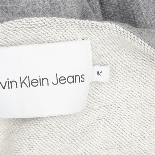 Calvin Klein Jeans Womens Grey Cotton Blend Pullover Hoodie M