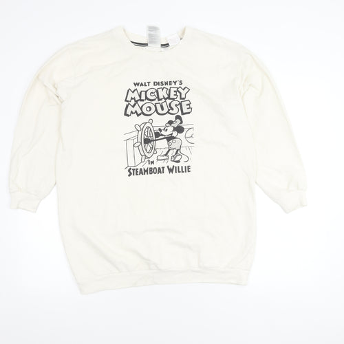 H&M Disney Women Ivory Sweatshirt S Mickey Mouse Steamboat Willie