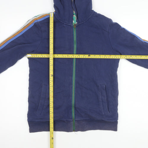 Boden Boys Blue Hooded Jacket 11-12Y Cotton Blend Full Zip Fleece Lined