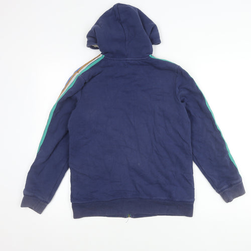 Boden Boys Blue Hooded Jacket 11-12Y Cotton Blend Full Zip Fleece Lined