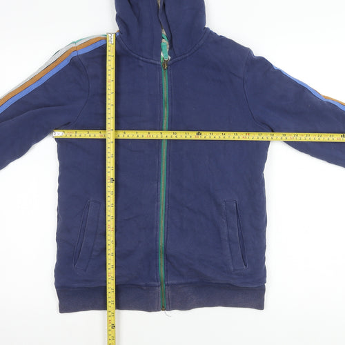 Boden Boys Blue Hooded Jacket 11-12Y Cotton Blend Full Zip Fleece Lined