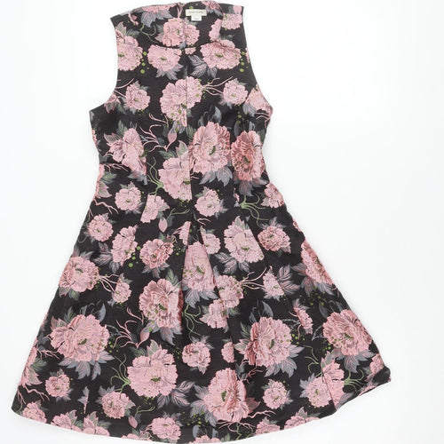 River Island Girls Black Floral Jacquard A-Line Party Dress 11 Years