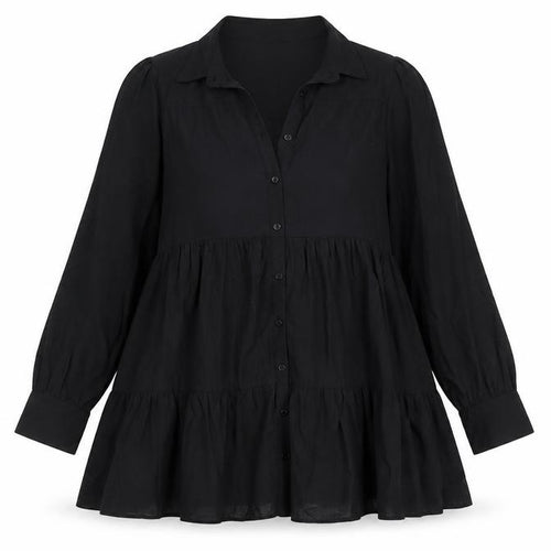 Zara Women Black Viscose Blend Collared Mini Shirt Dress Size 10