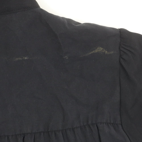 Zara Women Black Viscose Blend Collared Mini Shirt Dress Size 10