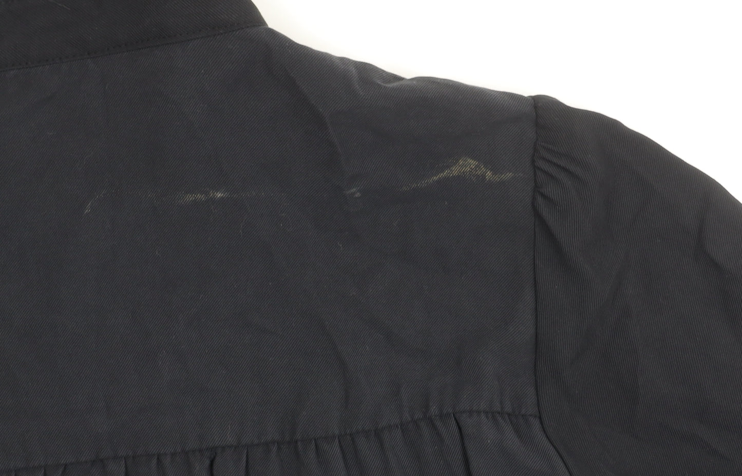 Zara Women Black Viscose Blend Collared Mini Shirt Dress Size 10