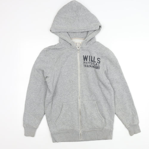 Jack Wills Mens Grey XS Hooded Full Zip Fleece Jacket