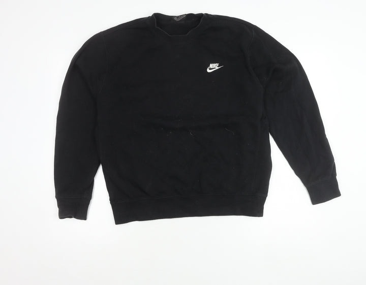 Nike Mens Black M Pullover Crew Neck Sweatshirt Logo Sports
