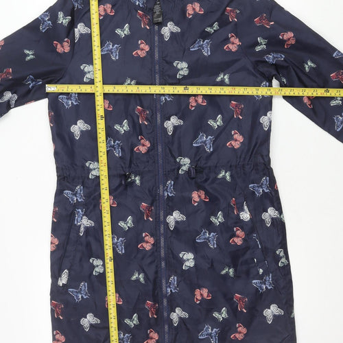 George Women's Blue Butterfly Print Hooded Rain Jacket UK 8-10