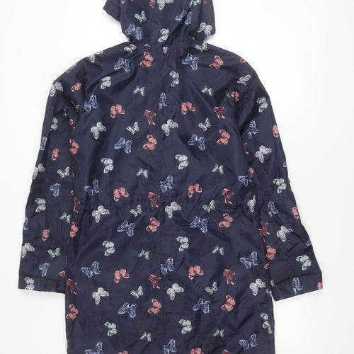 George Women's Blue Butterfly Print Hooded Rain Jacket UK 8-10