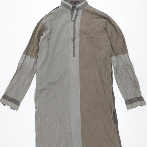 AXE Male Boutique Men's Grey Brown Striped Long Sleeve Shirt L