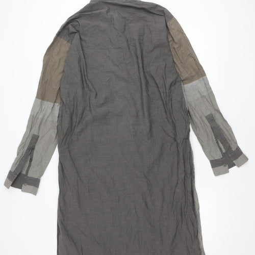 AXE Male Boutique Men's Grey Brown Striped Long Sleeve Shirt L