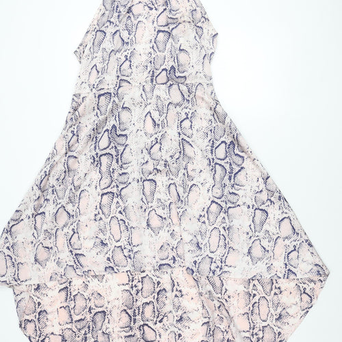 Blue Vanilla Womens Pink Blue Animal Print Sleeveless Midi Dress UK 14