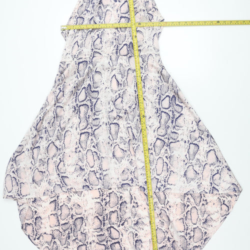 Blue Vanilla Womens Pink Blue Animal Print Sleeveless Midi Dress UK 14
