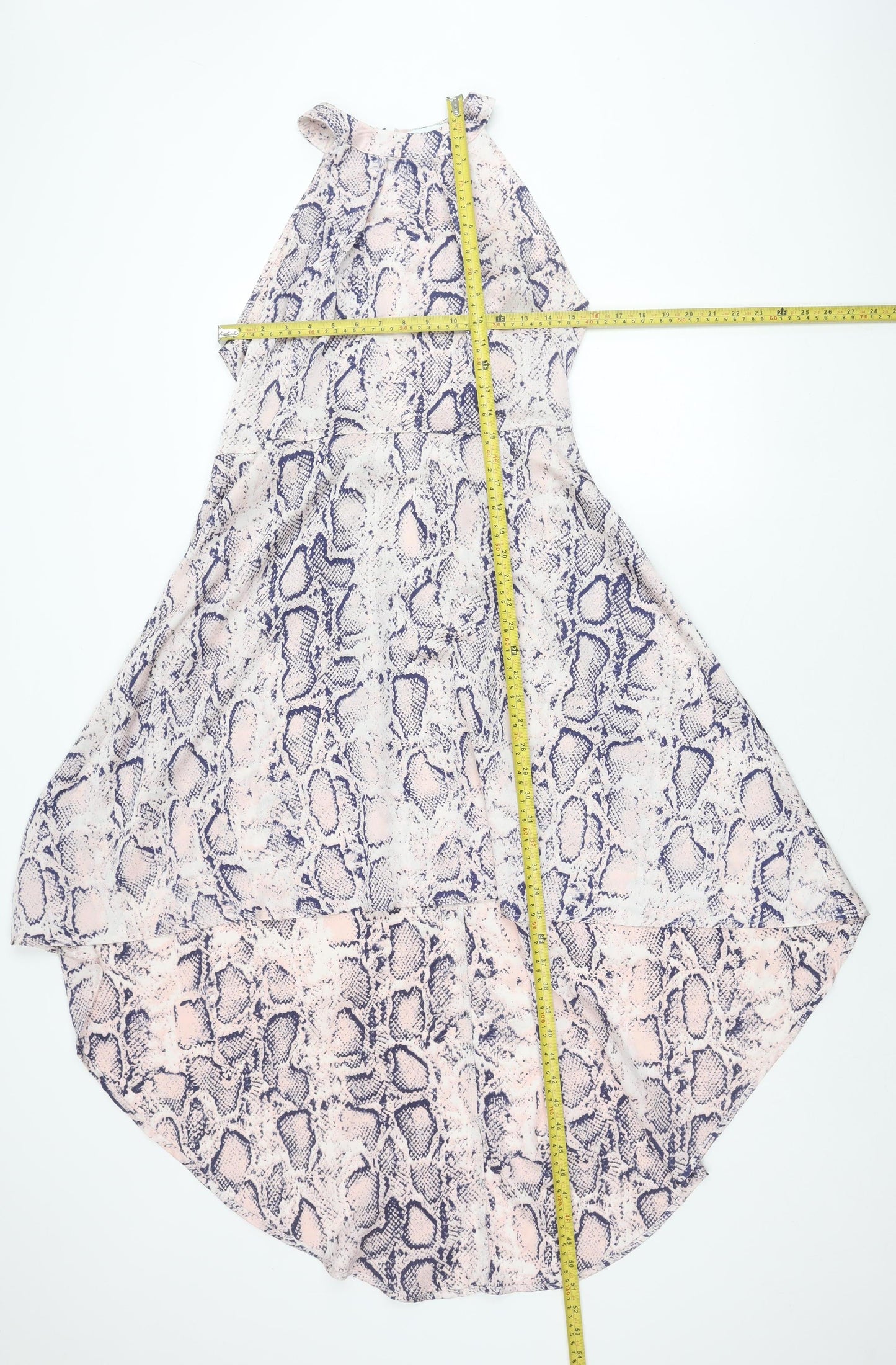 Blue Vanilla Womens Pink Blue Animal Print Sleeveless Midi Dress UK 14