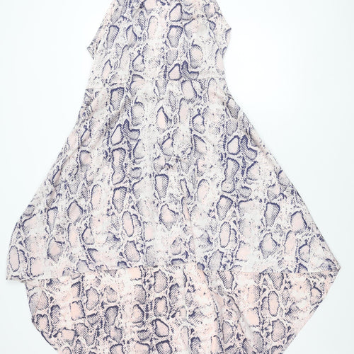 Blue Vanilla Womens Pink Blue Animal Print Sleeveless Midi Dress UK 14