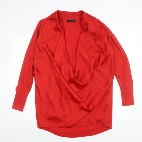 Peace + Love Womens Red Shirt Dress Size S Long Sleeve Cowl Neck