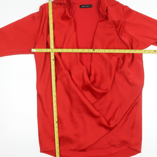 Peace + Love Womens Red Shirt Dress Size S Long Sleeve Cowl Neck