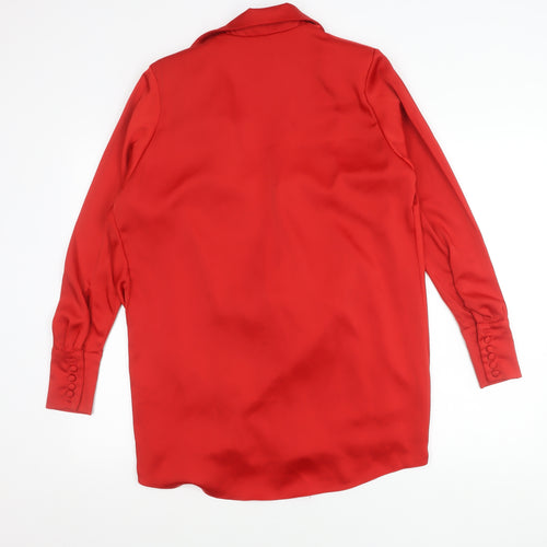 Peace + Love Womens Red Shirt Dress Size S Long Sleeve Cowl Neck
