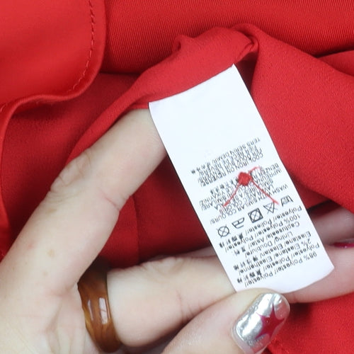 Peace + Love Womens Red Shirt Dress Size S Long Sleeve Cowl Neck