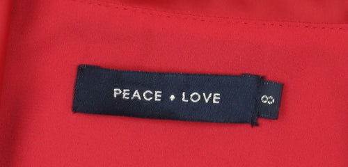 Peace + Love Womens Red Shirt Dress Size S Long Sleeve Cowl Neck