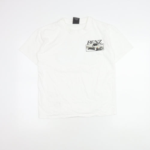 Vintage Giant Tee Jays Unisex White Small Benz Car Graphic T-Shirt