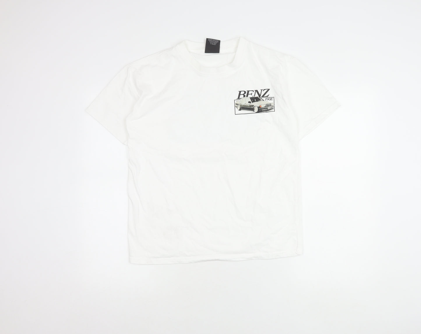 Vintage Giant Tee Jays Unisex White Small Benz Car Graphic T-Shirt