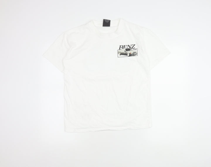 Vintage Giant Tee Jays Unisex White Small Benz Car Graphic T-Shirt