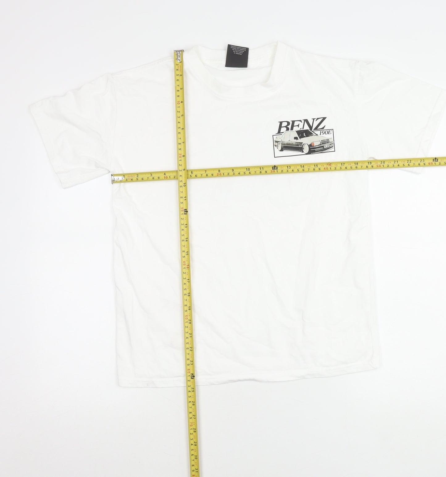 Vintage Giant Tee Jays Unisex White Small Benz Car Graphic T-Shirt