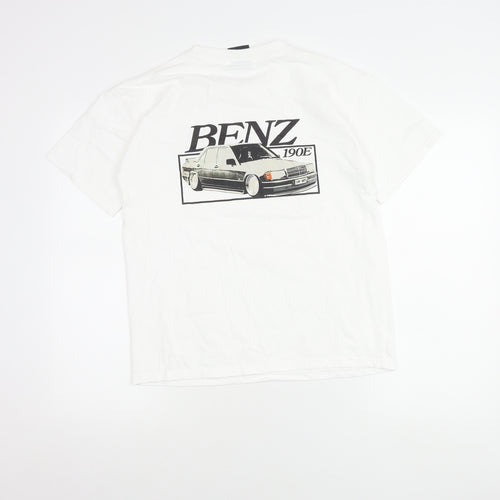Vintage Giant Tee Jays Unisex White Small Benz Car Graphic T-Shirt