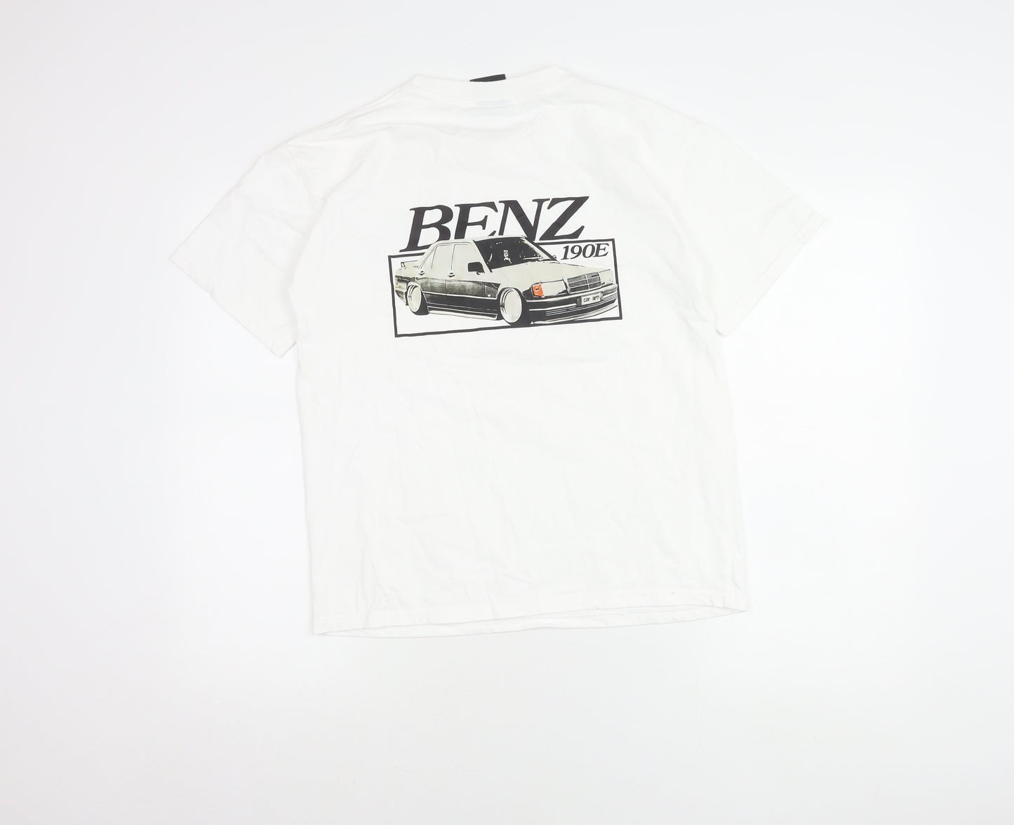 Vintage Giant Tee Jays Unisex White Small Benz Car Graphic T-Shirt