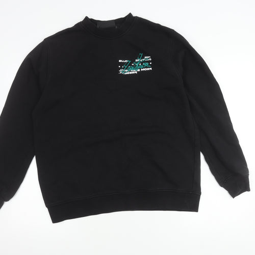 Couture Mens Black L Sweatshirt Pullover Crew Neck Graphic Print