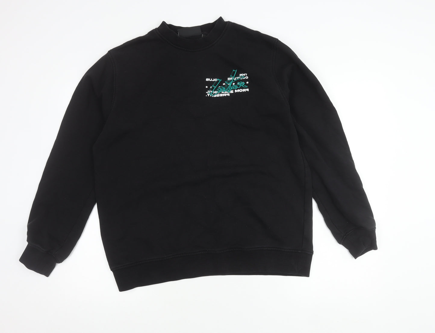 Couture Mens Black L Sweatshirt Pullover Crew Neck Graphic Print