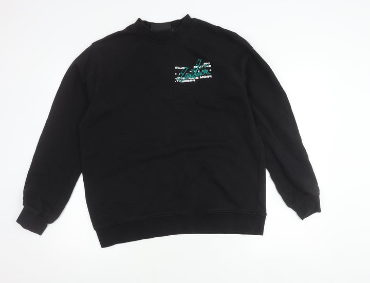 Couture Mens Black L Sweatshirt Pullover Crew Neck Graphic Print