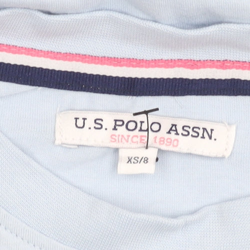 U.S. Polo Assn. Womens Blue XS Regular Cotton Short Sleeve T-Shirt