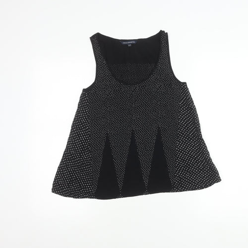 French Connection Womens Black Polka Dot Viscose Tank Top Size 8
