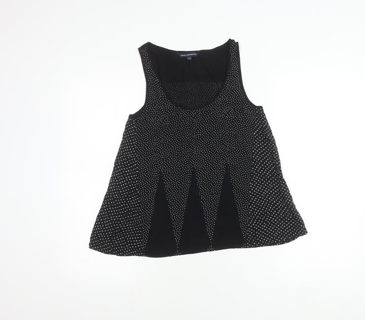 French Connection Womens Black Polka Dot Viscose Tank Top Size 8