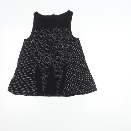 French Connection Womens Black Polka Dot Viscose Tank Top Size 8